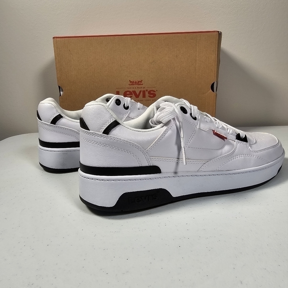 Levi's Mens 521 Mod Lo Pebbled Sneakers Low Top Casual White Black Size 12M - Picture 7 of 16